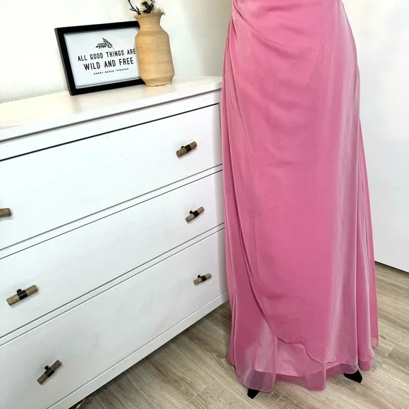 NWT JIM HJELM Special Occasion Bridesmaid Chiffon Satin Maxi Pink Dress Size 4 Dresses